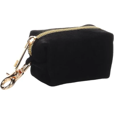 Image de Flamingo Distributeur pour Sac à déjections Sueda Noir 8x5x5cm 1 Rouleau Inclus avec Fermeture éclair et Mousqueton