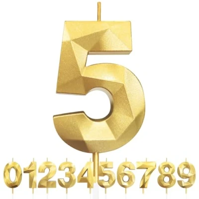 Image de Bougies D&#039;anniversaire pour 5 an, Numéro Doré, 3D de Gâteau Décoration, D&#039;anniversaire, Décorations Fête Mariage