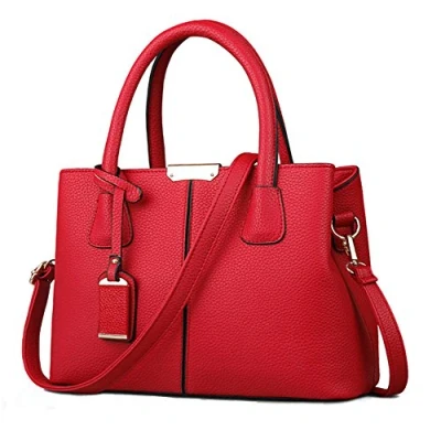 Image de FiveloveTwo Femme Classique Pendentif Personnalité Bourgogne Sac Tote Fourre Tout Clutches Sacs Bandoulière PU Cuir Portés épaule Main Cabas