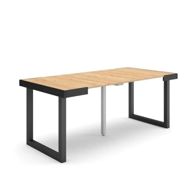 Image de Skraut Home Table Console Extensible Meuble 180 pour 8 Personnes Pieds Bois Massif Style Moderne Chêne