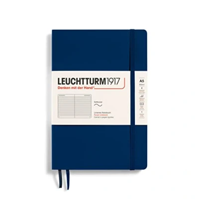 Image de LEUCHTTURM1917 362840 Carnet de notes Medium (A5), couverture souple, 123 pages numérotées, Navy, ligné