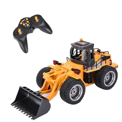 Image de Top Race Chargeur frontal entièrement fonctionnel à 6 canaux, tracteur de pelle avec construction télécommande télécommandée sons et lumières 2,4 GHz. TR 113G