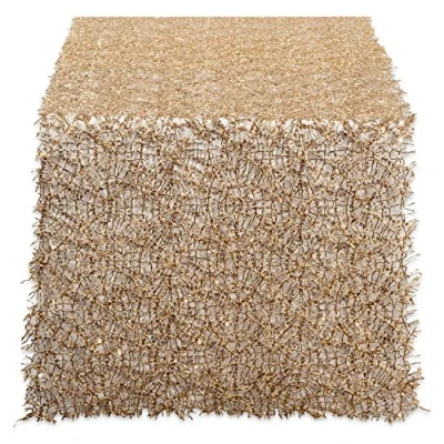 Image de DII Chemin de Table en Maille à Paillettes, Polyester PVC, doré, 40,6 x 25,4 cm