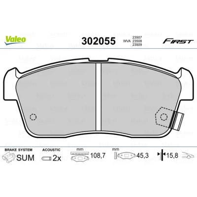 Image de VALEO 302055 Jeu de plaquettes frein FIRST Essieu avant contact signal d&#039;usure inclus sans tôle anti bruit SUZUKI: Alto VI, Celerio, IGNIS 2