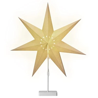 Image de CASARIA® Étoile en papier avec socle motif étoiles LED de Noël étoile pliante décoration à piles lanterne