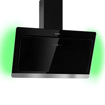 Image de Klarstein Hotte Aspirante 90 cm, Inclinée Silencieuse, de Cuisine 90cm avec Lampes LED RGB, Débit d&#039;Air Puissant 563 m3/h, Efficacité Energétique Classe A, Évacuation
