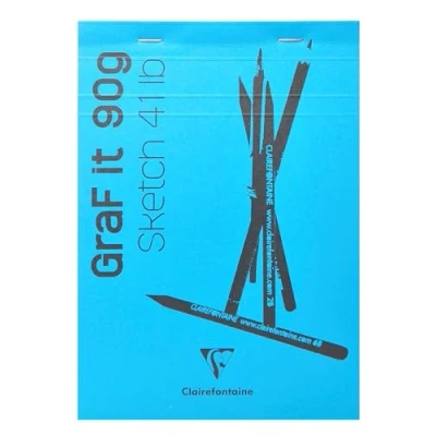 Image de Clairefontaine 96672Cpack Bloc Agrafé GraF&#039;it 80 Feuilles Papier Dessin Croquis Uni Détachables A5 14,8x21 cm 90g Couverture Bleu Ciel Paquet de 10 Blocs