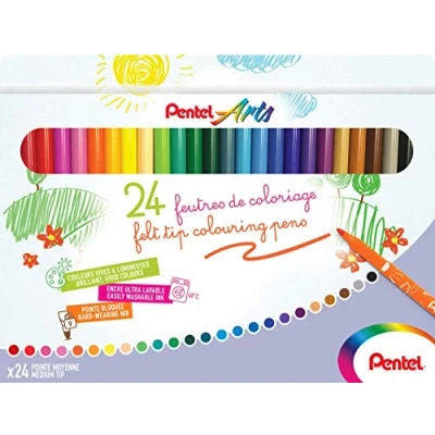 Image de Pentel Arts SCS2E 24, Feutres de coloriage pointe moyenne, Pack 24 pièces