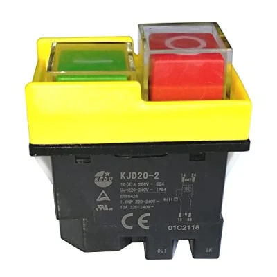 Image de Kedu Push Button Switch Kjd202 10/12 A 220/250 V 4 broches solénoïde d&#039;arrêt d&#039;urgence bouton poussoir commutateurs pour outil électrique