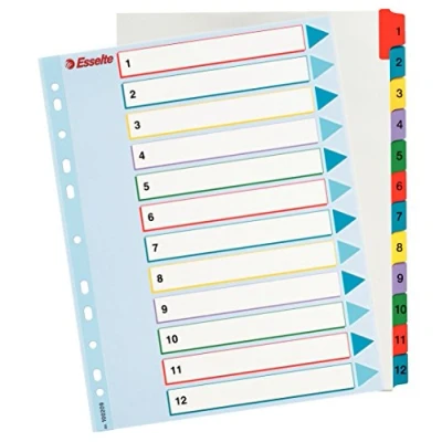 Image de Esselte 100209 Intercalaires réinscriptibles 12 Touches multicolore A4