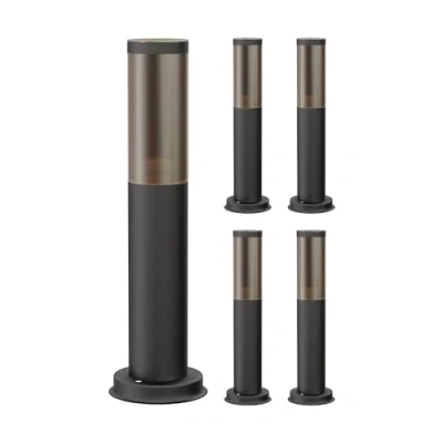 Image de ledscom.de 5 pièces Lumière de chemin/Borne d&#039;éclairage/Lampe jardin PORU pour l&#039;extérieur, aspect fumé, IP44, 38,5 cm, noir, 1x E27 max. 40W