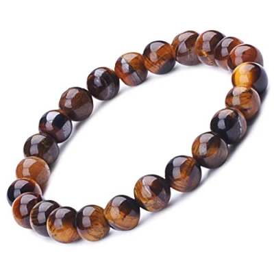 Image de Infinite U Bracelet Extensible en Pierres de Lave pour Hommes et Femmes Perles 9 mm avec Bouddha Excellent Le Yoga, la méditation Marron/Blanc/Noir