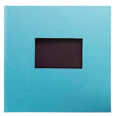 Image de Exacompta Réf. 16288E 1 Album photo livre Pop&#039;N Co 60 photos 30 pages noires format 25 x cm couverture en tissu couleur Cyan avec fenêtre de personnalisation