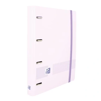 Image de Oxford Live &amp; Go Classeur A5 4 anneaux, plastique Polyfoam, fermeture avec caoutchouc, recharge à pois et feuille d&#039;autocollants, mauve pastel