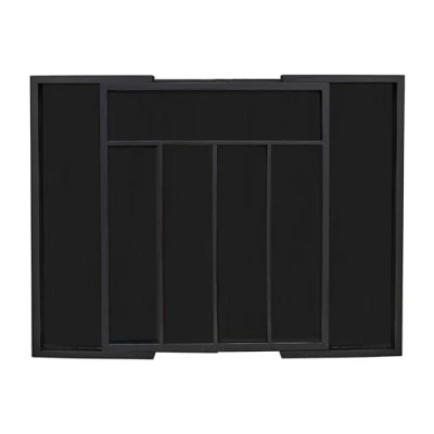 Image de Relaxdays Bac à Couverts Bambou, Extensible, 7 Compartiments, ustensiles de Cuisine, HLP 5,5 x 31,5 48,5 37 cm, Noir