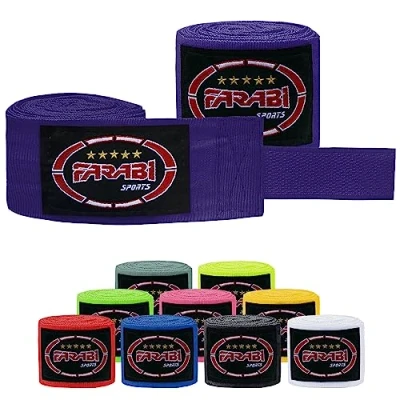 Image de Farabi Sports Enfants Bande Boxe Paire d&#039;enveloppes mexicaines intérieures de Gants Fitness mètres Long (Black, Kids (2.50 Meters) (Purple)
