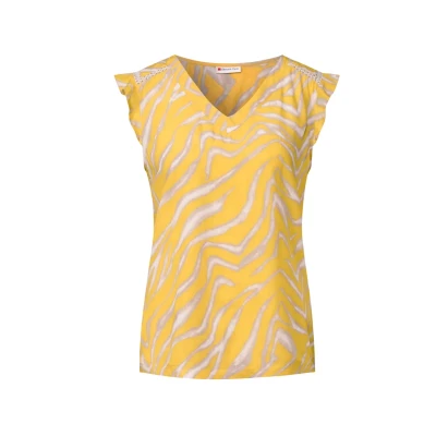 Image de Street One A323583 Haut à Motifs, Jaune crème au Beurre, 46 Femmes