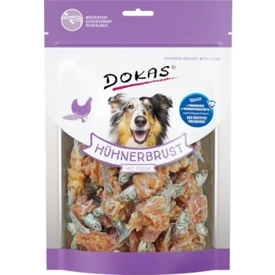 Image de DOKAS Snack de qualité supérieure sans céréales avec Un Saut Poulet et Poisson pour Chiens Idéal Les dîners