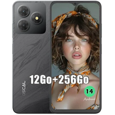 Image de Smartphone OSCAL FLAT 2 12 Go RAM 256 ROM Android 14 noir