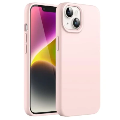 Image de JETech Coque Silicone pour iPhone 14 6,1 Pouces, Protection Complète du Corps au Toucher Soyeux, Étui Housse Anti Chocs Doublure Douce en Tissu Microfibre (Rose)