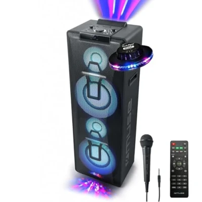 Image de Enceinte Sonorisation Muse M 1990DJ DJ à LED Party Box double bluetooth + Micro BT/CD/AUX/USB 1000W Lumière OVNI