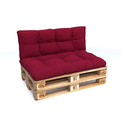 Image de POKAR Set de 2 Coussins Matelassé pour Palettes Euro: 1x Assise 120x80cm + Dossier 120x40cm, en Mousse formée à Froid, Canapé Jardin, Intérieur et Extérieur, sans Palette, Rouge Foncé