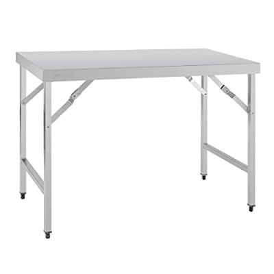 Image de Vogue Table pliante en acier inoxydable poli, taille : 900 (H) x 1200 (L) 600 (P) mm, utilisation intérieure et extérieure, CB905