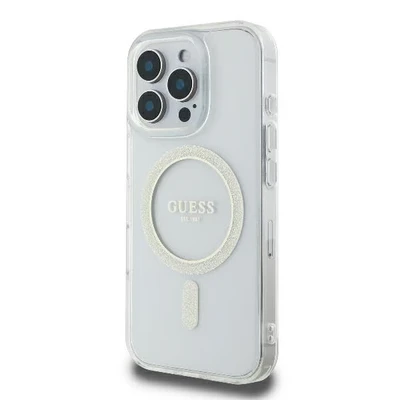 Image de Étui Guess pour iPhone 16 Pro 6.3 transparent étui rigide IML Glitter Circle MagSafe Neuf
