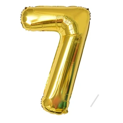 Image de Ballon d&#039;anniversaire numéro 7 ans d&#039;or géant en 40&quot; 101cm Décoration .S&#039;envole avec de l&#039;hélium