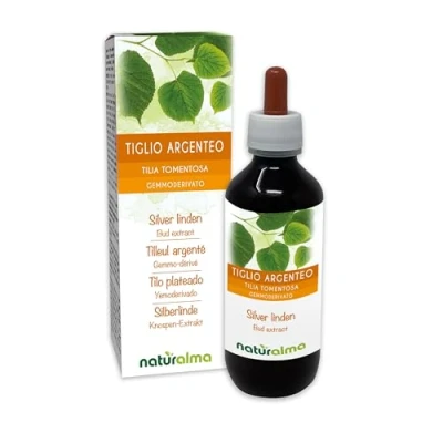 Image de Tilleul argenté (Tilia tomentosa) Gemmo dérivé sans alcool à base de bourgeons frais Naturalma Extrait liquide gouttes 200 ml Complément alimentaire Végétalien ou végan