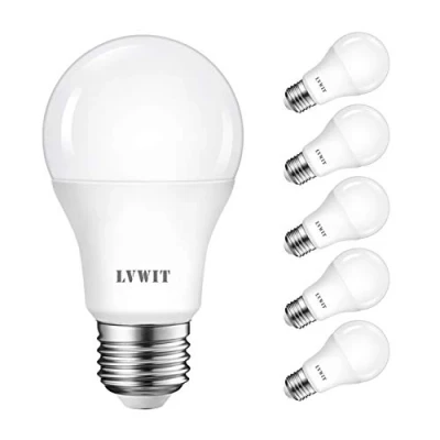 Image de LVWIT 9.5W Ampoule LED E27, Equivalent à Sphérique 75W, Blanc Froid 6500K, Globe A60 Culot E27 1055Lm ultra brillante, Givré Grosse Vis(lot de 6)