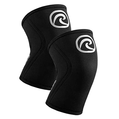 Image de Rehband Genouillère en néoprène de 5 mm pour soutenir les genoux Stabilise articulations et muscles Idéal le sport la musculation, Couleur:Argent/Noir 1 Paire, Taille:L