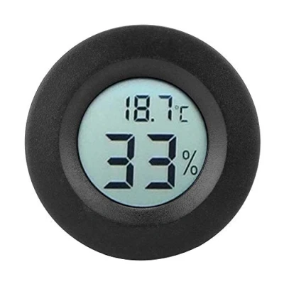 Image de Thermomètre d&#039;Hygromètre de Pièce Mini mètre Température d&#039;Humidité d&#039;Affichage à Cristaux Liquides d&#039;Intérieur Circulaire Intégré pour la pépinière bureau domicile (noir)