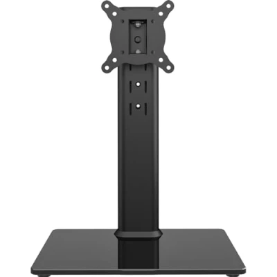 Image de Support TV Universel pivotant pour téléviseurs de 13 à 32&quot; avec Pivot 100 degrés, Hauteur réglable sur 4 Niveaux, Base en Verre trempé Robuste, Peut Supporter jusqu&#039;à 35 kg HT07B 001P