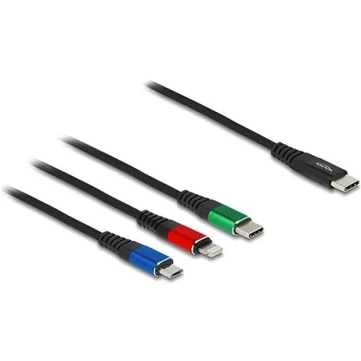 Image de Delock Câble USB de Chargement 3 en 1 Type C™ à Lightning™ / Micro USB/USB C™, m