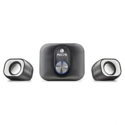 Image de NGS Comet 2.1. Mini Enceinte Stéréo Multimédia pour PC avec Caisson de Basses, Alimenté en USB et Entrée Auxiliaire 3,5 mm, 20W Puissance, Plug &amp; Play
