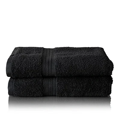Image de Glart Lot de Serviettes Éponge Qualité Supérieure,Coloris : Noir, 2 Bain 70 X 140 cm