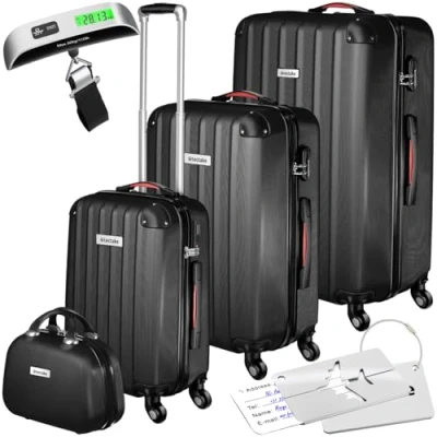 Image de TecTake® Set de Valise Voyage 4 Tailles Grande Taille Cabine Petite Sacs Maternité ABS avec roulettes Pivotantes 360 Cadenas Poignée télescopique