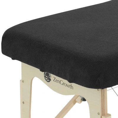 Image de ZENGROWTH Housse table de massage Sans trou visage, tissu éponge 280gr/m², noir