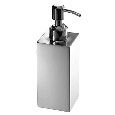 Image de Gedy Perth Dosasapone, Dimensions et Poids : 18 x 6 cm 0,3 kg, capacité 380 ML, Distributeur de Savon Salle Bain en Acier Inoxydable, Finition chromée, Design R&amp;D, 2 Ans Garantie, Unique