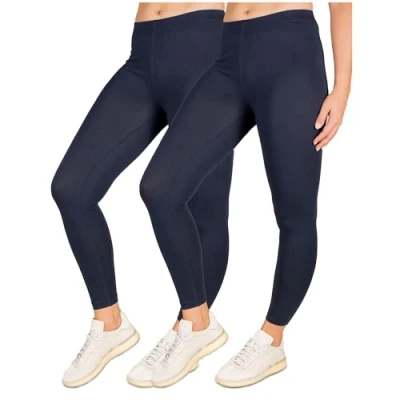 Image de SES Lot de 2 leggings opaques pour femme 32 34 à 56 58 / en coton avec ajustement parfait et confort ensemble nombreux looks,