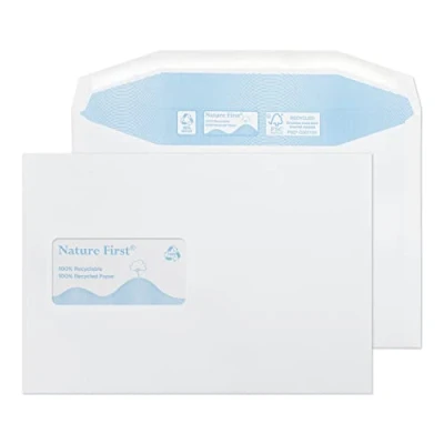 Image de Blake Purely Environmental C5+ 162 x 238 mm 90 g/m² Nature First Enveloppes Recyclées Courrier Gommée Fenêtre (RN030) Blanc Boîte de 500