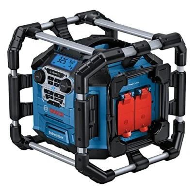Image de Bosch Professional 18V System radio de chantier sans fil GPB 5 C (réception via Bluetooth, FM et AUX, avec câble 2 piles (AA), dans boîte carton)