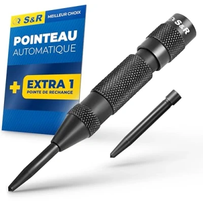 Image de S&amp;R Pointeau Poinçon Central Automatique à Frapper Acier/Métal/Bois 50 100 Nm. Avec Pointe de rechange
