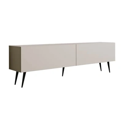 Image de 3E 3xE living.com Meuble TV : Deux Portes, étagères, Couleur Cachemire, Pieds Noirs D L 170 cm, H 52 P 32 cm