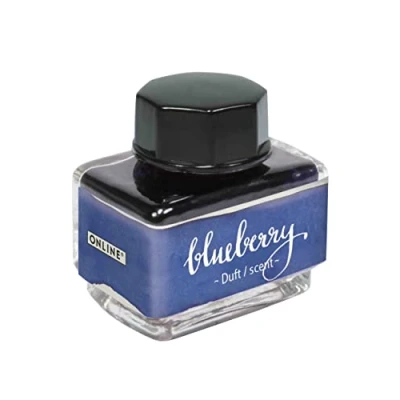 Image de ONLINE encre parfumée Blueberry, pot à bleu 15ml, de remplissage multicolore pour calligraphie, handlettering, d&#039;écriture, encrier convertisseur, des sens base d&#039;eau