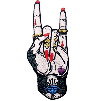 Image de Patch brodé en forme de le rock and roll, Tatouage Main, à coudre ou coller avec fer repasser