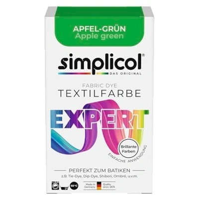 Image de simplicol Teinture textile expert vert pomme 1714 pour colorer et rafraîchir les vêtements, lavable en machine, coton, laine, soie, lin, viscose tissus mélangés