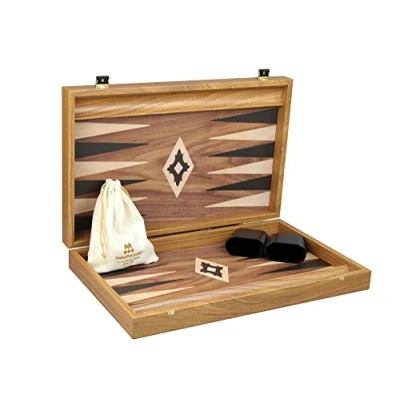 Image de Manopoulos Backgammon Set de rangement en noyer 58 cm