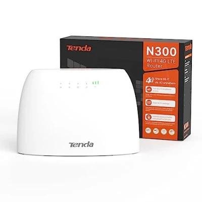 Image de Tenda Routeur 4G SIM, Box 4G, LTE 150Mbps, WiFi 300Mbps, Plug&amp;Play, Modem Carte SIM pour Tous Opérateurs, Configuration Facile, 4 Antennes Internes, Ethernet Ports, 4G03